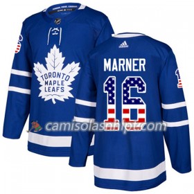 Camisola Toronto Maple Leafs Mitchell Marner 16 Adidas 2017-2018 Azul USA Flag Fashion Authentic - Homem